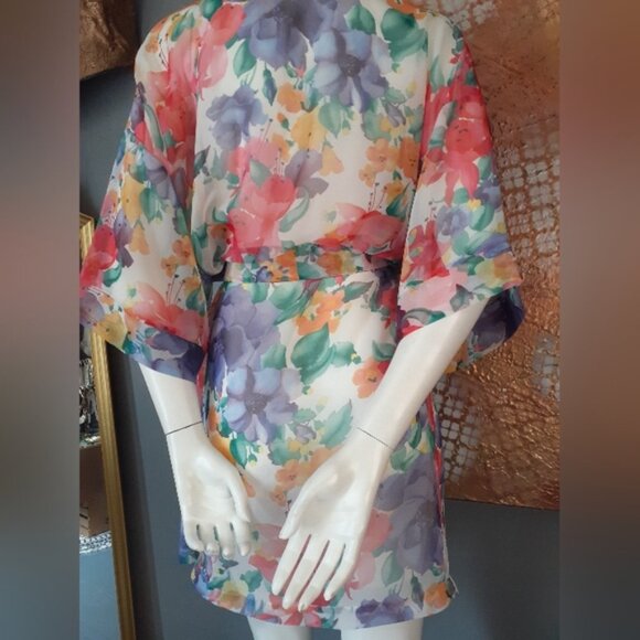 Vintage Floral Sheer Kimono Robe - Picture 3 of 14